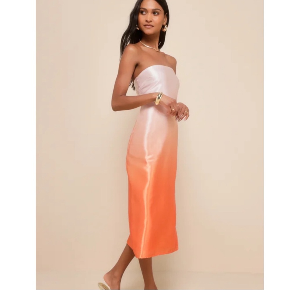 New w/tags Lulus Elegant Ombre Strapless Square Neck Fitted Dress Sz Extra Small